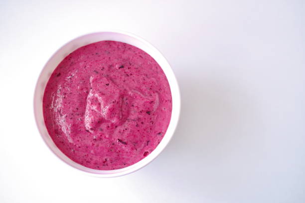 istock Flat lay of smoothie in a bowl 1498079281