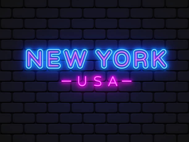istock New Yokr neon in vintage style on black background. Vector typographic design. Vector graphic illustration 1498083400