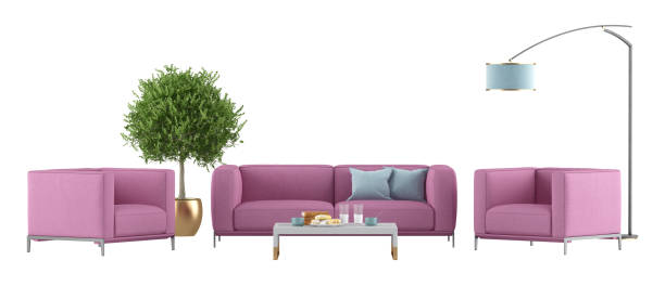 istock Pink living room set isolated on white 1498084532