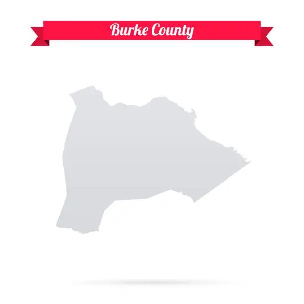 Vector illustration of Burke County, Georgia. Map on white background with red banner