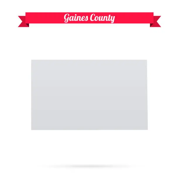 Vector illustration of Gaines County, Texas. Map on white background with red banner