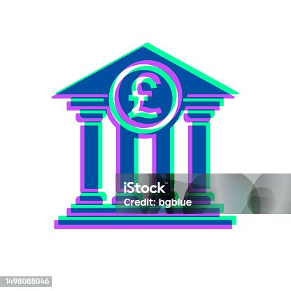 istock Bank with Pound sign. Icon with two color overlay on white background 1498088046
