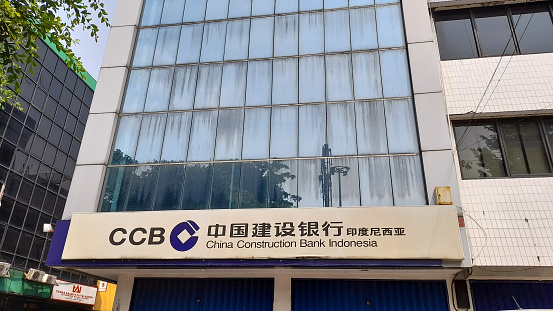 Front view of the branch office of China Construction Bank Inonesia (CCB) that is located in Jatinegara, East Jakarta.