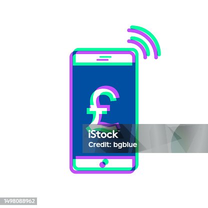 istock Mobile payment with Pound sign. Icon with two color overlay on white background 1498088962