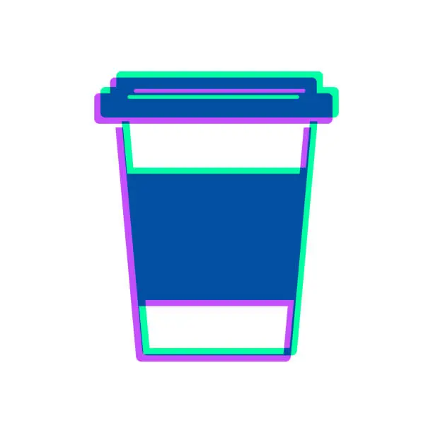 Vector illustration of Disposable cup. Icon with two color overlay on white background