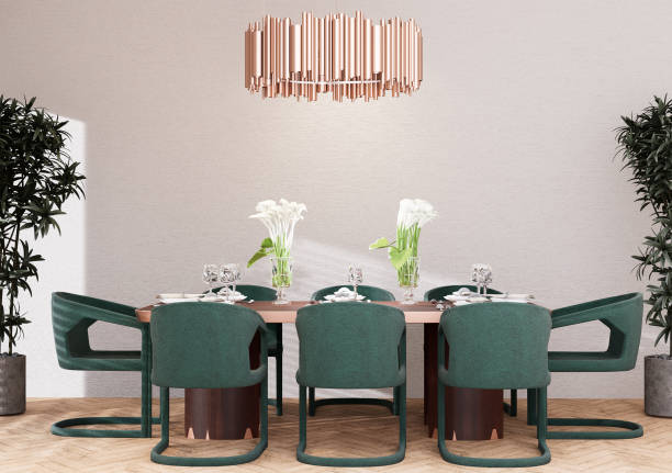 Mock up poster frame in modern interior background dining room