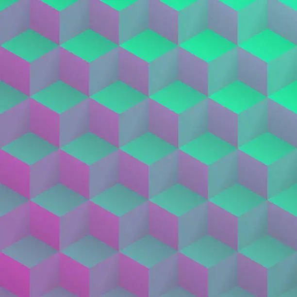 Vector illustration of Abstract geometric background with Purple cubes - Trendy 3D background