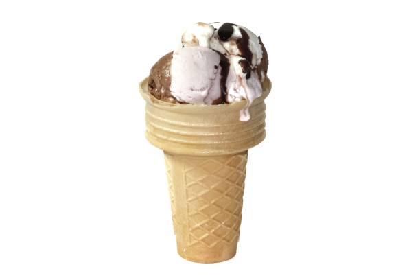 istock Ice cream chocolate topping vanilla put on white background. 1498093393