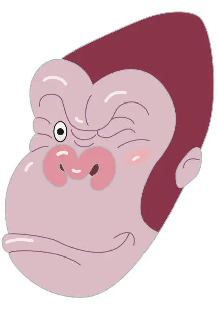 Vector illustration of Winking charming characterized gorilla face