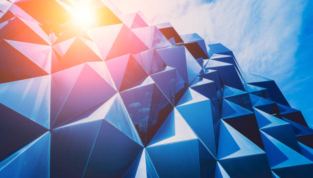 istock Abstract geometric background with triangles and buildings cells 1498097423