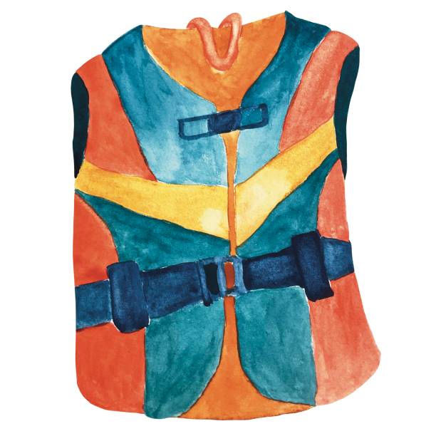 ilustrações de stock, clip art, desenhos animados e ícones de watercolor life vest - life jacket isolated red safety