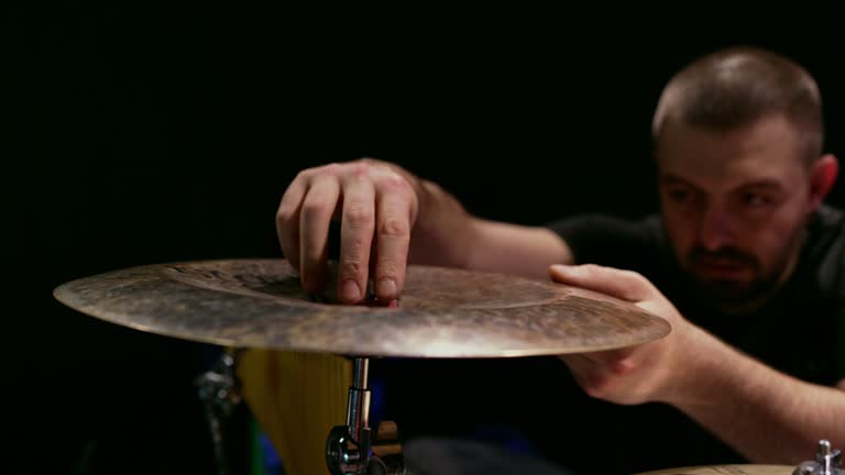 Percussionist preparing the instruments on stage