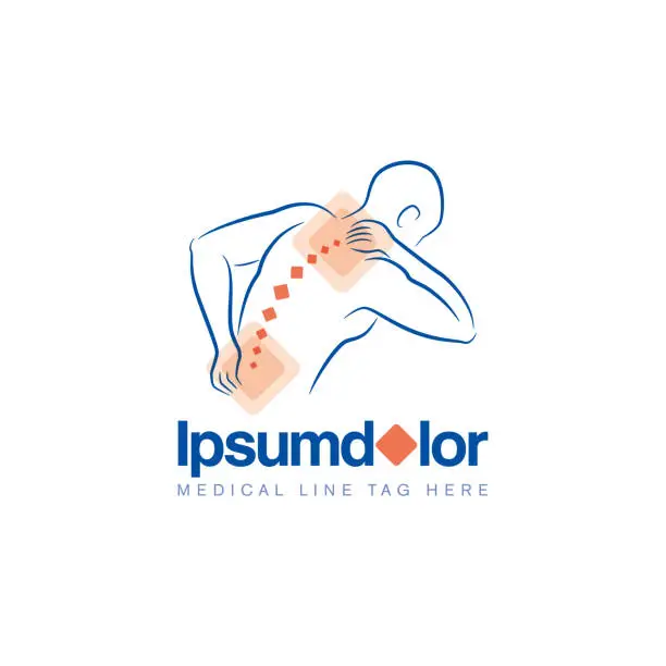 Vector illustration of Back Pain Medical Treatment Template Symbol