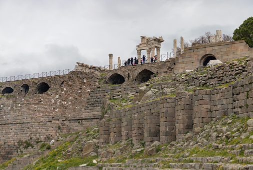 A picture of the Temple of Trajan at the Pergamon Ancient City as seen from the Theater.