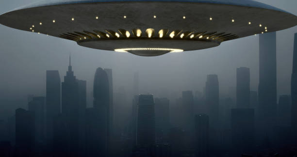 istock A mysterious UFO hangs over a fog-covered city 1498106389