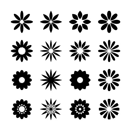 Flower icon set. Carefully layered and grouped for easy editing.