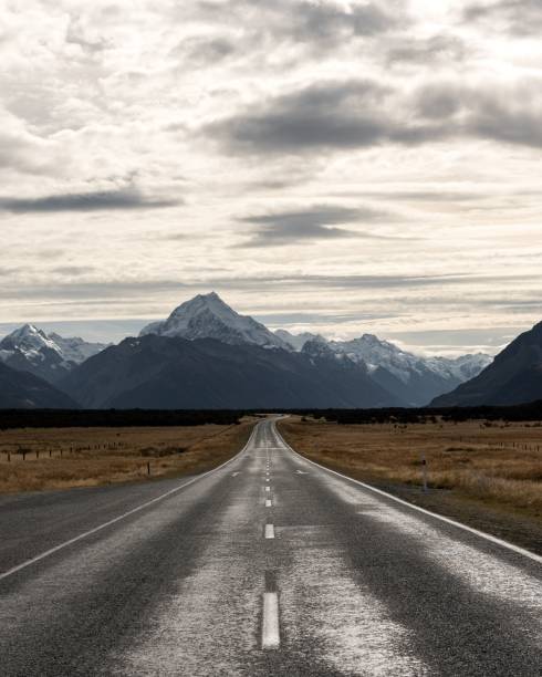 istock Asphalt road leading to the snow-covered Mount Cook. 1498107178