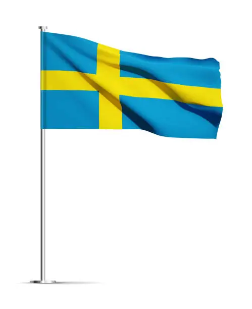 Vector illustration of Flag of Sweden isolated on white background