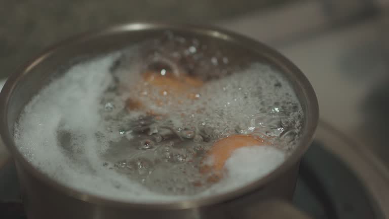 Eggs in a boiled water.