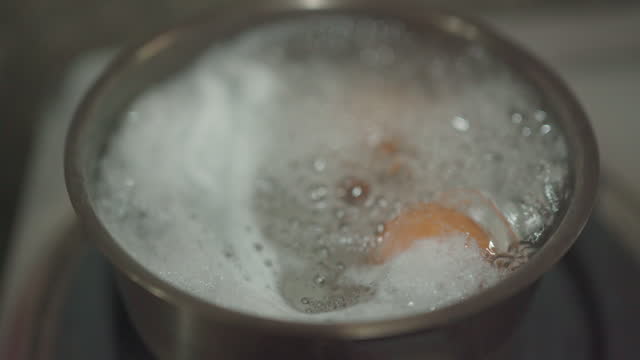 Eggs in a boiled water.