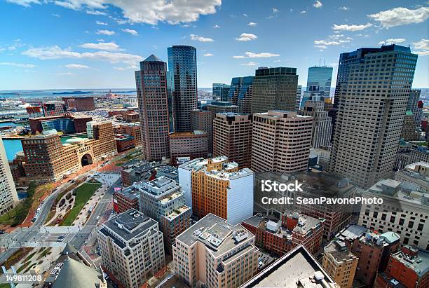 An Aerial View Of Downtown Boston Stock Photo - Download Image Now - Boston - Massachusetts, Aerial View, Massachusetts