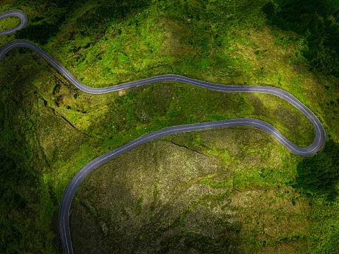 Aerial perspective on the roads and its geometric shape seen from above