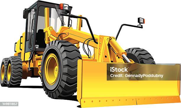 Amarelo Roadgrader - Arte vetorial de stock e mais imagens de Moto-Niveladora - Moto-Niveladora, Ilustração, Vetor