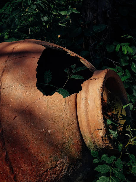 broken antique vase stock photo