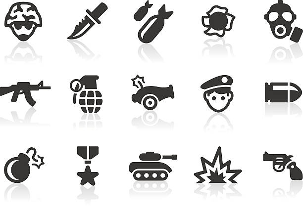 illustrazioni stock, clip art, cartoni animati e icone di tendenza di icone militari - cannon
