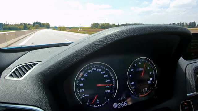 Going full throttle on a highway, speeding