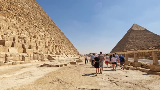 Walking Through The Pyramids Of Giza In Cairo