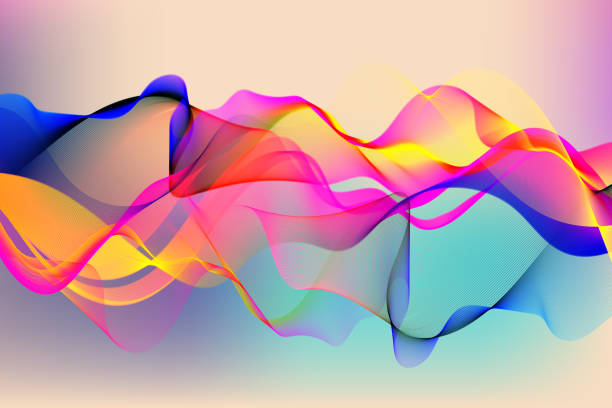 ilustrações de stock, clip art, desenhos animados e ícones de 3d abstract wavy background with modern gradient colors. - modern music