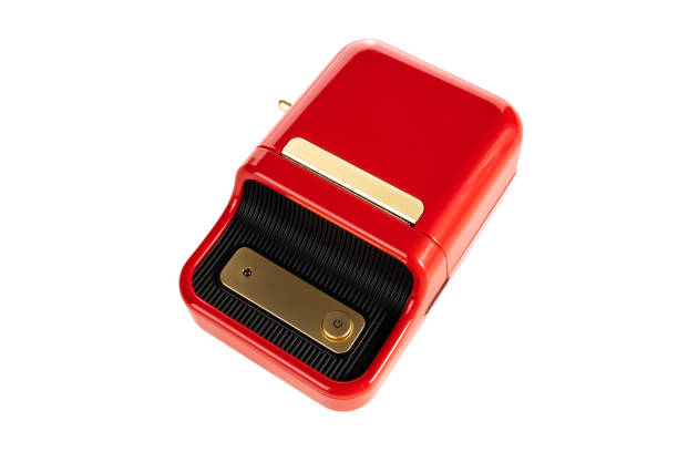 istock Small red printer for printing labels isolated on white background. 1498131186