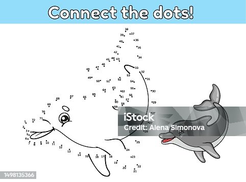 istock Kids game Connect the dots and draw cute dolphin 1498135366