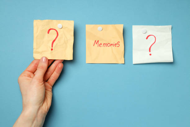 istock Concept of problems with memory, amnesia disease on blue background 1498138936