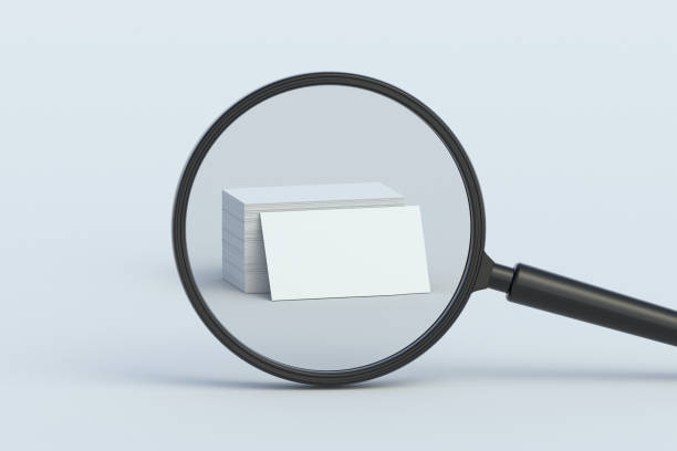 3d render Conceptual image showing a magnifying glass focusing on a document symbol, representing inspection, audit, analysis, review processes, and data verification.