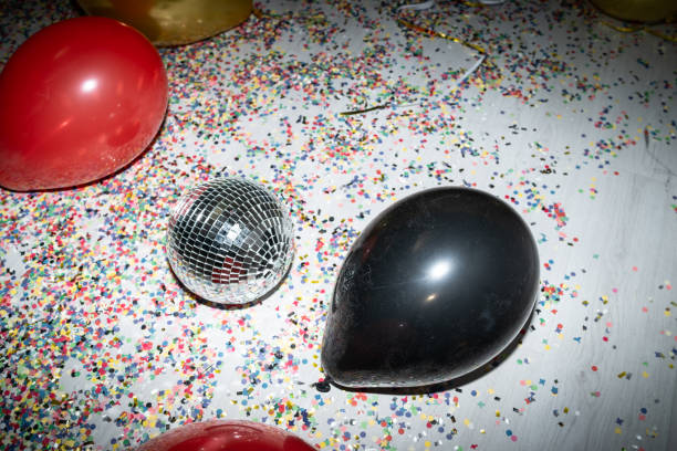 Black and red balloons with disco ball