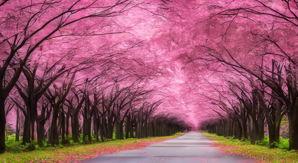 istock beautiful pink trees forming an arch 1498144901