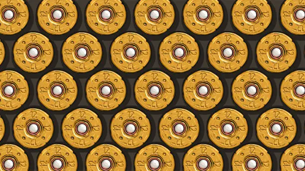 Vector illustration of yellow shotgun shells back view