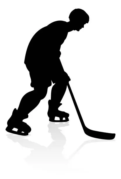 Vector illustration of Hockey Player Sports Silhouette