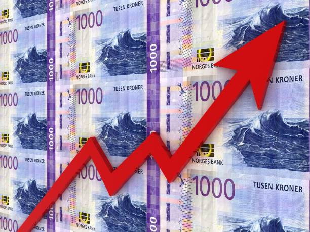 Norwegian Norsk krone money growth chart graph stock photo