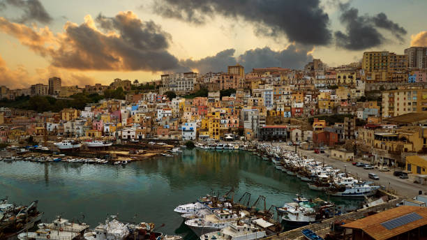 Aerial view of Sciacca at sunset