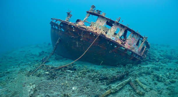 istock destroyed ship under the deep sea in the sand 1498154167