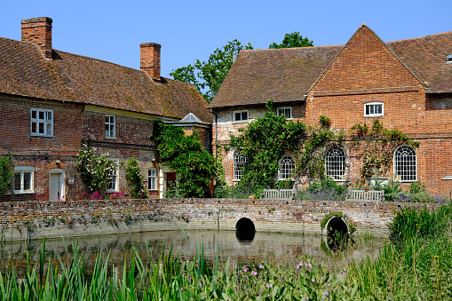 Flatford, Suffolk, United Kingdom, June 10, 2023. Flatford Mill home of English landscape painter John Constable. River Stour valley footpath in Dedham vale. Sunny summer day outdoors