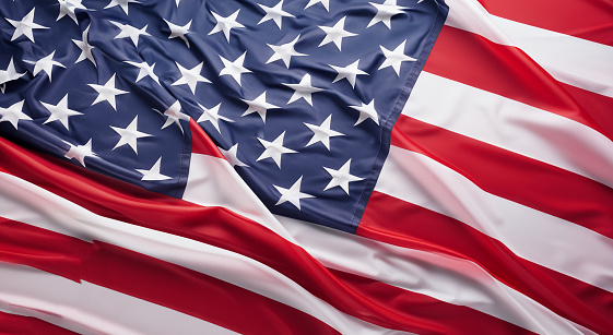 fabric flag of the united states with ripples in high definition
