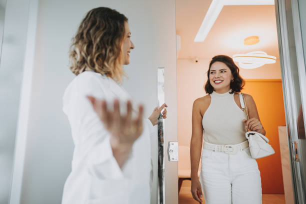 Woman arriving at the doctor's office