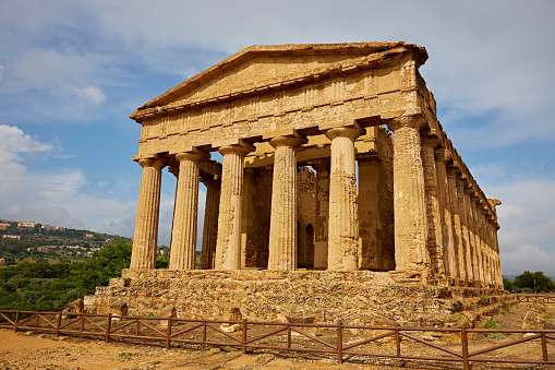 Ancient Greek Temple of Concordia on a sunny day, Agrigento, Sicily, Italy