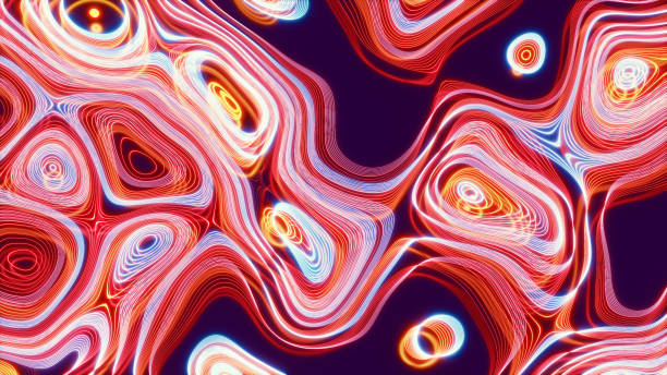 istock Abstract psychedelic background, curved multi-colored lines, neon glow. 1498162250