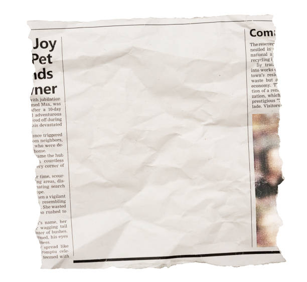 Crumpled newspaper clipping with blank space for your copy stock photo