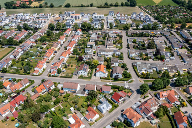 istock Neighborhood, aerial view 1498165526